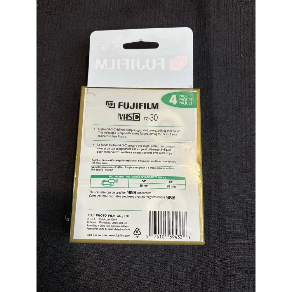 2 Pack New Sealed Fuji Fujifilm VHS-C Analog Video Tapes 30 min SP 90 min EP